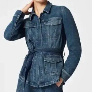 Spanx Women's Tie-Front Slim-fit Denim-blend Jacket, size L
